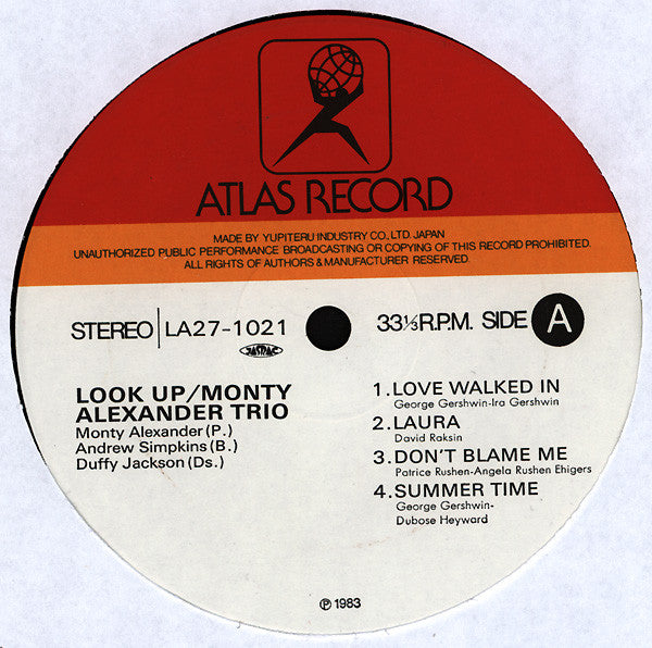 The Monty Alexander Trio - Look Up (Vinyl, LP, Album) Very Good Plus (VG+) / Very Good Plus (VG+)