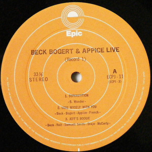 Beck, Bogert & Appice - Beck, Bogert & Appice Live (2xVinyl, LP, Album, Reissue, Stereo) Very Good Plus (VG+) / Very Good Plus (VG+)