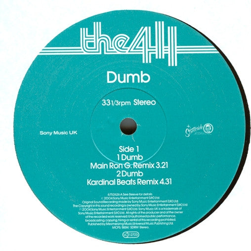 The 411 - Dumb (12", 33 ⅓ RPM, Single) - Very Good Plus (VG+) / Very Good (VG)