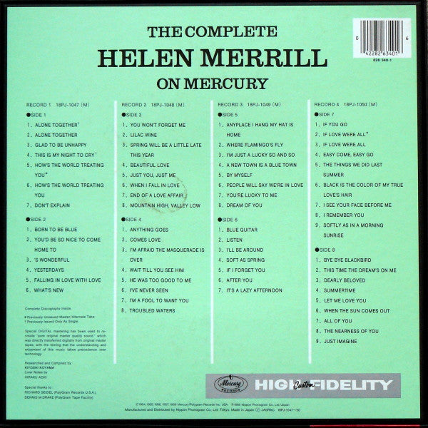 Helen Merrill - The Complete Helen Merrill On Mercury (4xVinyl, Box Set, LP, Album, Compilation) Near Mint (NM or M-) / Very Good Plus (VG+)