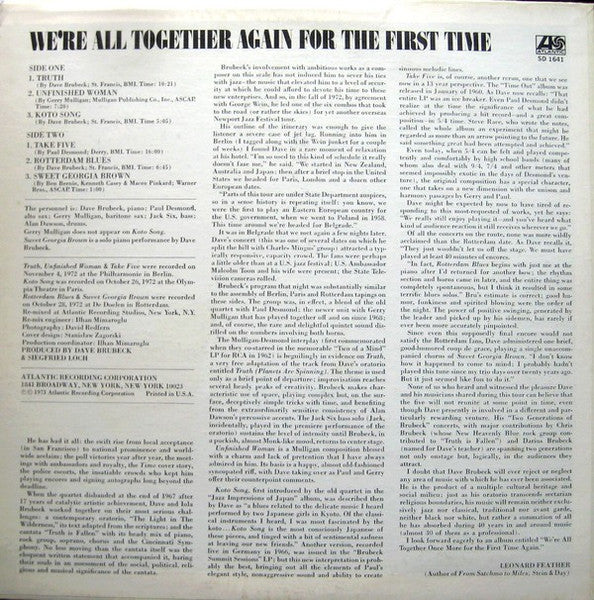 Dave Brubeck - We're All Together Again For The First Time (Vinyl, LP, Album) Good Plus (G+) / Very Good (VG)