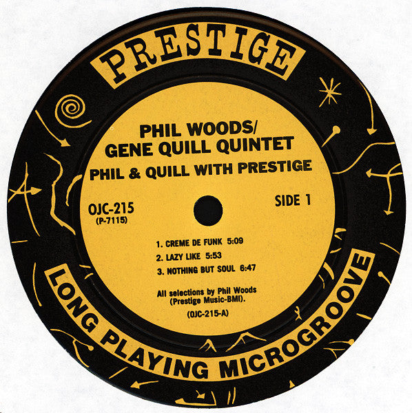 Phil Woods/Gene Quill Quintet - Phil & Quill With Prestige (Vinyl, LP, Album, Reissue) Very Good (VG) / Near Mint (NM or M-)