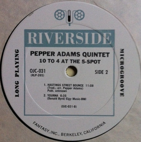 Pepper Adams Quintet - 10 To 4 At The 5-Spot (Vinyl, LP, Album, Reissue) Near Mint (NM or M-) / Very Good Plus (VG+)