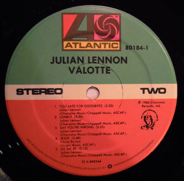 Julian Lennon - Valotte (Vinyl, LP, Album) Near Mint (NM or M-) / Near Mint (NM or M-)