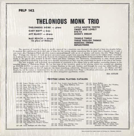 Thelonious Monk Trio - Thelonious (Vinyl, LP, 10", Reissue) Very Good Plus (VG+) / Very Good Plus (VG+)