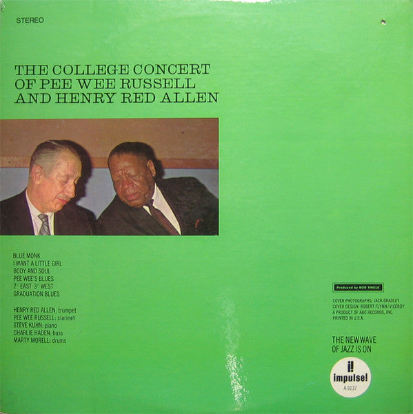 Pee Wee Russell - The College Concert Of Pee Wee Russell And Henry Red Allen (Vinyl, LP, Album, Repress, Stereo) Very Good Plus (VG+) / Good Plus (G+)
