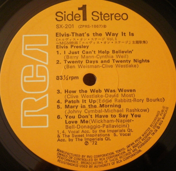 Elvis Presley - That's The Way It Is = エルヴィス・オン・ステージ Vol. I (Vinyl,...