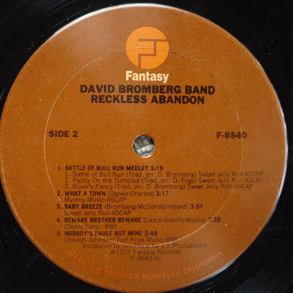 David Bromberg Band - Reckless Abandon (Vinyl, LP, Album) Good Plus (G+) / Good Plus (G+)