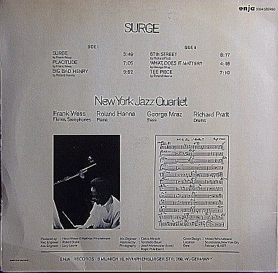 New York Jazz Quartet - Surge (Vinyl, LP, Album) Very Good Plus (VG+) / Very Good Plus (VG+)