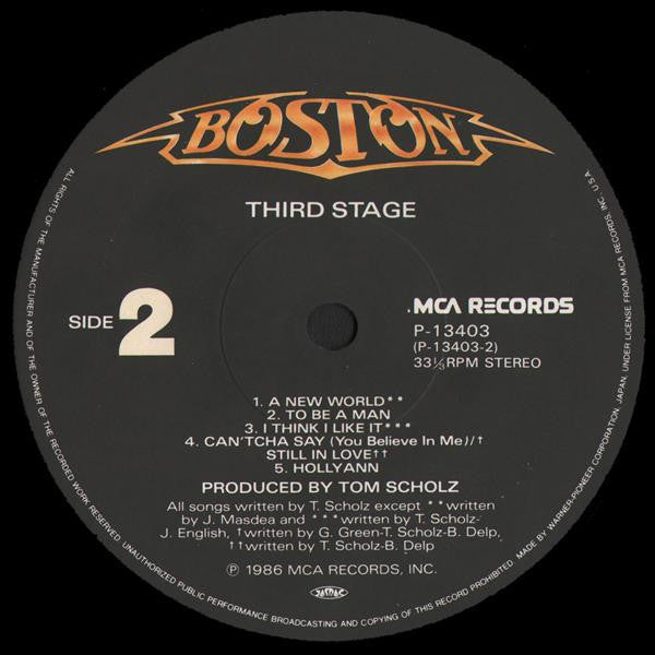 Boston - Third Stage (Vinyl, LP, Album, Stereo)
