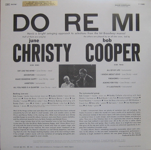 June Christy - Do-Re-Mi (A Modern Interpretation Of The Hit Broadway Musical) (Vinyl, LP, Album, Reissue) Very Good Plus (VG+) / Very Good Plus (VG+)