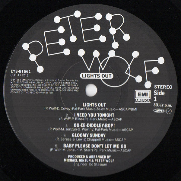 Peter Wolf - Lights Out (Vinyl, LP, Album) Very Good Plus (VG+) / Very Good Plus (VG+)