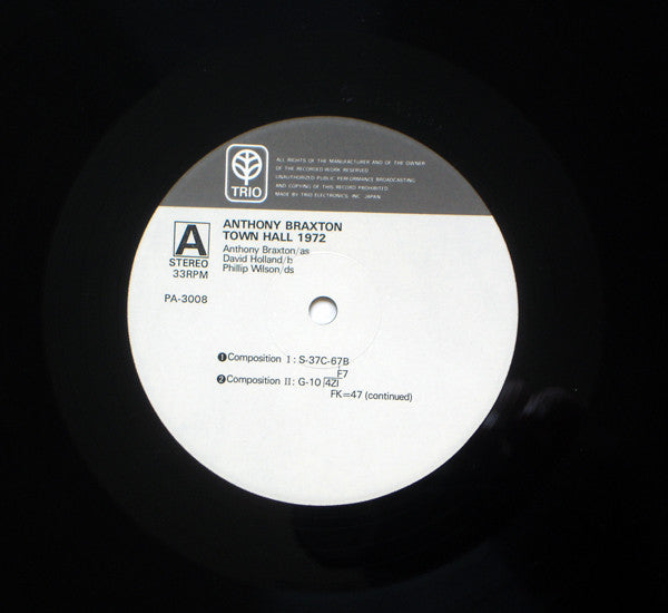 Anthony Braxton - Town Hall 1972 (2xVinyl, LP, Album) Good Plus (G+) / Good Plus (G+)