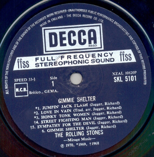 The Rolling Stones - Gimme Shelter (Vinyl, LP, Compilation, Stereo) Very Good Plus (VG+) / Very Good (VG)