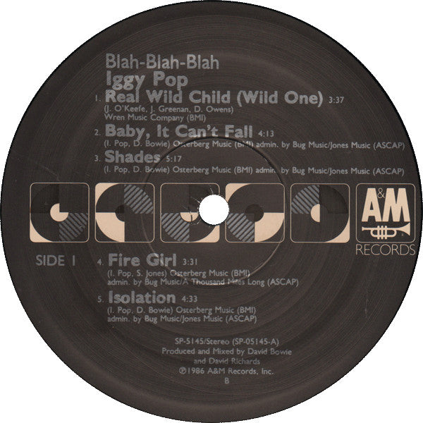 Iggy Pop - Blah-Blah-Blah (Vinyl, LP, Album) Good Plus (G+) / Very Good Plus (VG+)