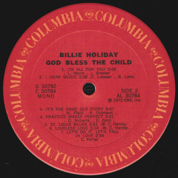 Billie Holiday - God Bless The Child (2xVinyl, LP, Album, Compilation, Repress, Mono) Very Good Plus (VG+) / Very Good (VG)