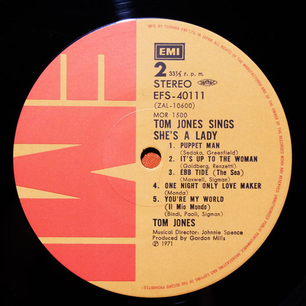 Tom Jones - Tom Jones Sings She's A Lady = シーズ・ア・レディー/トム・ジョーンズ・グランプリ (Vinyl, LP, Album, Reissue, Stereo) Very Good Plus (VG+) / Very Good Plus (VG+)