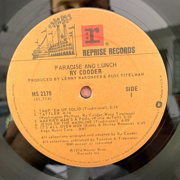 Ry Cooder - Paradise And Lunch (Vinyl, LP, Album, Reissue) Very Good Plus (VG+) / Very Good Plus (VG+)