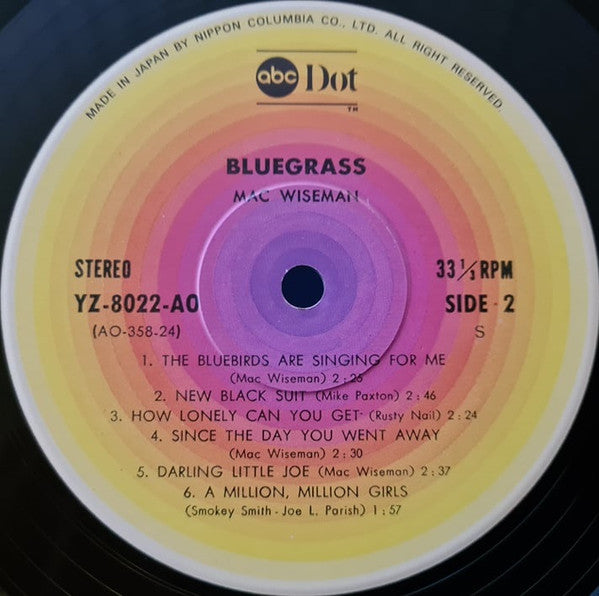 Mac Wiseman - Bluegrass (Vinyl, LP, Album, Stereo) Very Good Plus (VG+) / Very Good Plus (VG+)