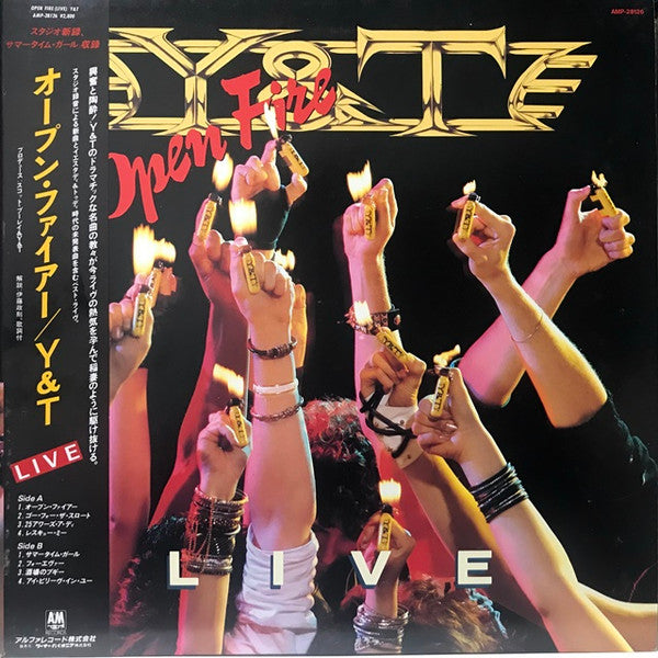 Y & T - Open Fire (Vinyl, LP, Album, Promo) Near Mint (NM or M-) / Very Good (VG)