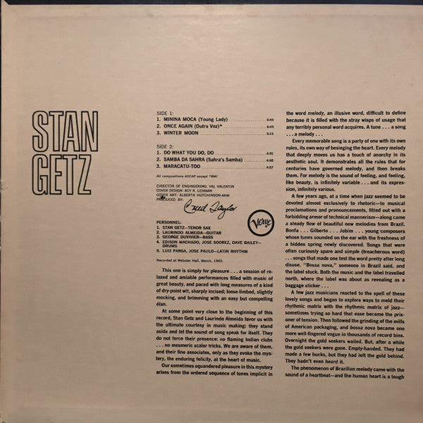 Stan Getz - Stan Getz With Guest Artist Laurindo Almeida (Vinyl, LP, Album, Stereo) Very Good Plus (VG+) / Good Plus (G+)