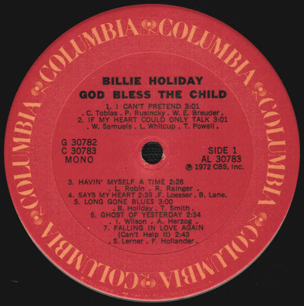 Billie Holiday - God Bless The Child (2xVinyl, LP, Album, Compilation, Repress, Mono) Very Good Plus (VG+) / Very Good (VG)