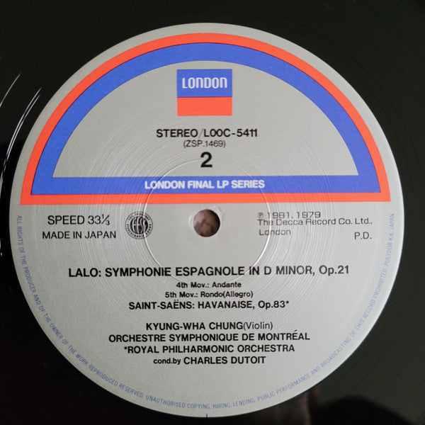 Édouard Lalo - Symphonie Espagnole • Violin Concerto No.1 (Vinyl, LP, Stereo) Very Good Plus (VG+) / Very Good Plus (VG+)