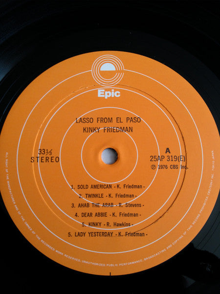 Kinky Friedman - Lasso From El Paso (Vinyl, LP, Album) Very Good Plus (VG+) / Very Good (VG)