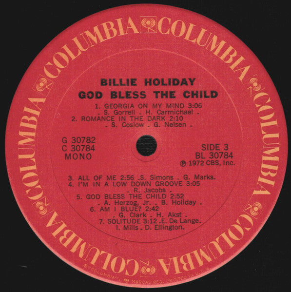 Billie Holiday - God Bless The Child (2xVinyl, LP, Album, Compilation, Repress, Mono) Very Good Plus (VG+) / Very Good (VG)