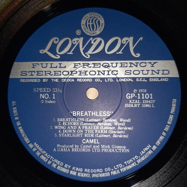Camel - Breathless (Vinyl, LP, Album) Near Mint (NM or M-) / Very Good Plus (VG+)