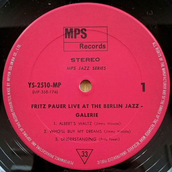 Fritz Pauer - Live At The Berlin "Jazz Galerie" (Vinyl, LP, Album) Very Good Plus (VG+) / Very Good (VG)