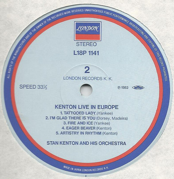 Stan Kenton - Live In Europe (Vinyl, LP, Album) Near Mint (NM or M-) / Very Good (VG)