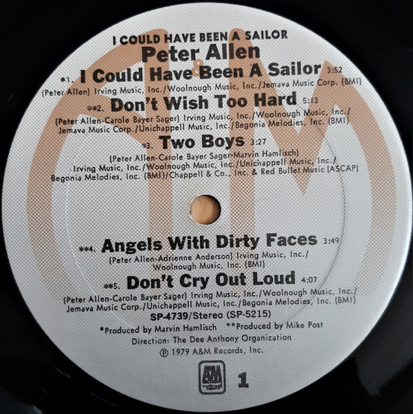 Peter Allen - I Could Have Been A Sailor (Vinyl, LP, Album) Very Good (VG) / Very Good Plus (VG+)