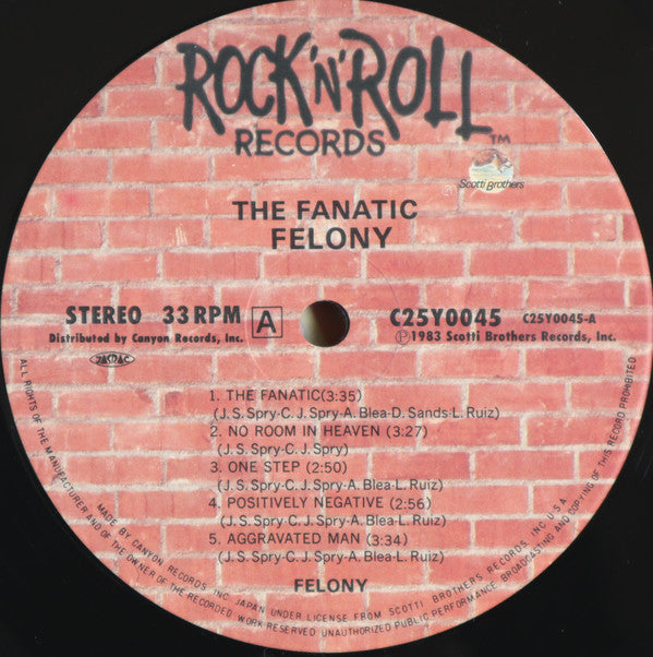 Felony (4) - The Fanatic (Vinyl, LP, Album, Stereo) Very Good Plus (VG+) / Very Good (VG)
