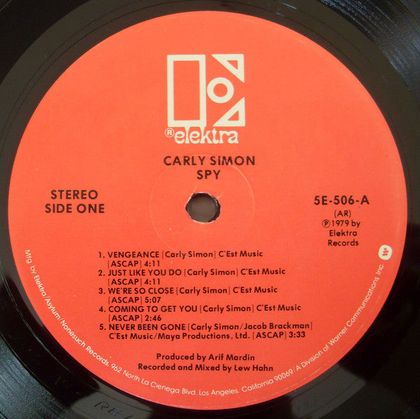 Carly Simon - Spy (Vinyl, LP, Album) Good Plus (G+) / Very Good (VG)