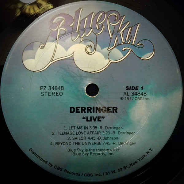Derringer (2) - Live (Vinyl, LP, Album) Good Plus (G+) / Very Good (VG)