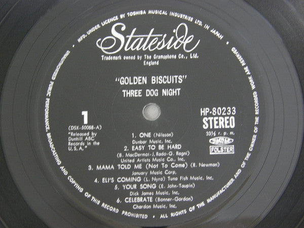 Three Dog Night - Golden Bisquits (Vinyl, LP, Compilation) Very Good Plus (VG+) / Very Good Plus (VG+)