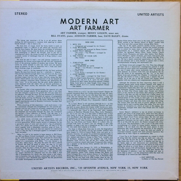 Art Farmer - Modern Art (Vinyl, LP, Album, Reissue, Stereo) Very Good (VG) / Very Good (VG)