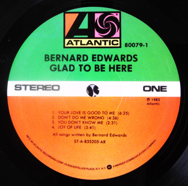 Bernard Edwards - Glad To Be Here (Vinyl, LP, Album) Very Good (VG) / Good Plus (G+)