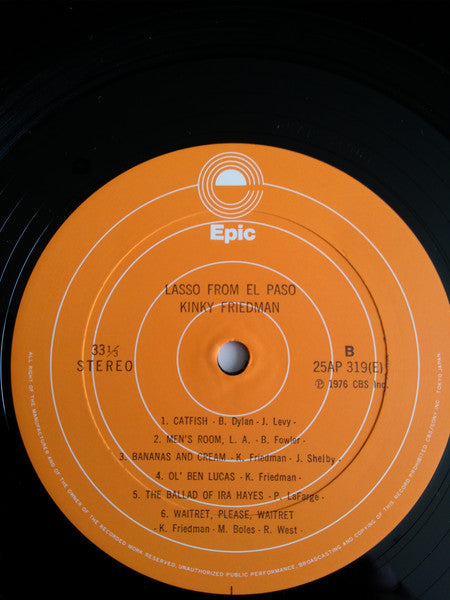 Kinky Friedman - Lasso From El Paso (Vinyl, LP, Album) Very Good Plus (VG+) / Very Good (VG)