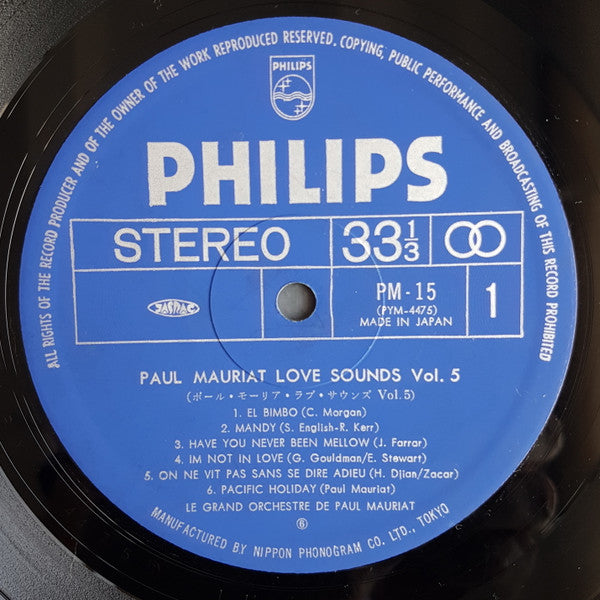 Le Grand Orchestre De Paul Mauriat - Love Sounds Vol.5 (Vinyl, LP, Compilation, Stereo) Very Good Plus (VG+) / Very Good Plus (VG+)