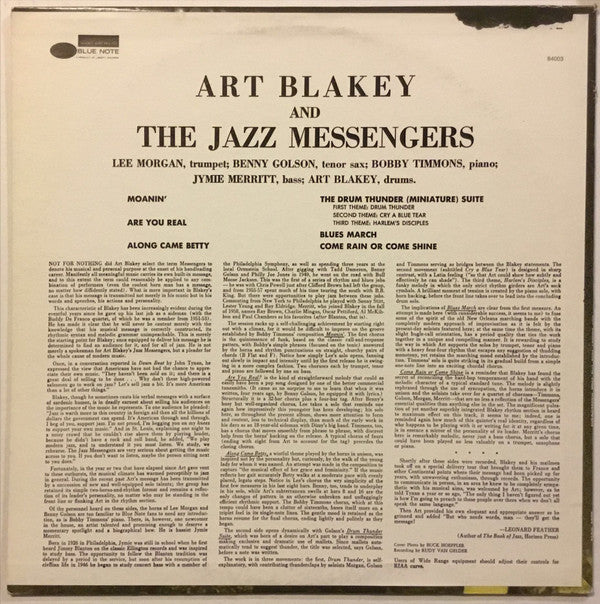 Art Blakey & The Jazz Messengers - Moanin' (Vinyl, LP, Album, Reissue, Stereo) Very Good Plus (VG+) / Very Good Plus (VG+)