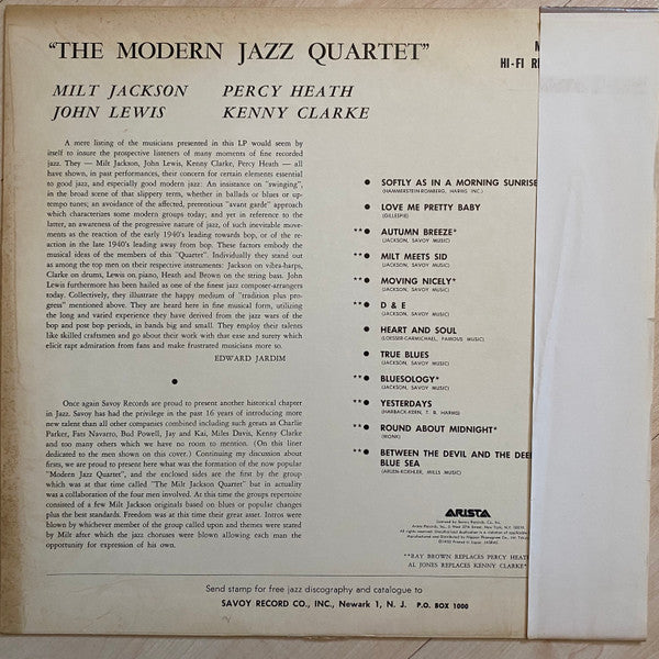 The Modern Jazz Quartet - Modern Jazz Quartet (Vinyl, LP, Album, Reissue, Remastered, Mono) Near Mint (NM or M-) / Very Good Plus (VG+)