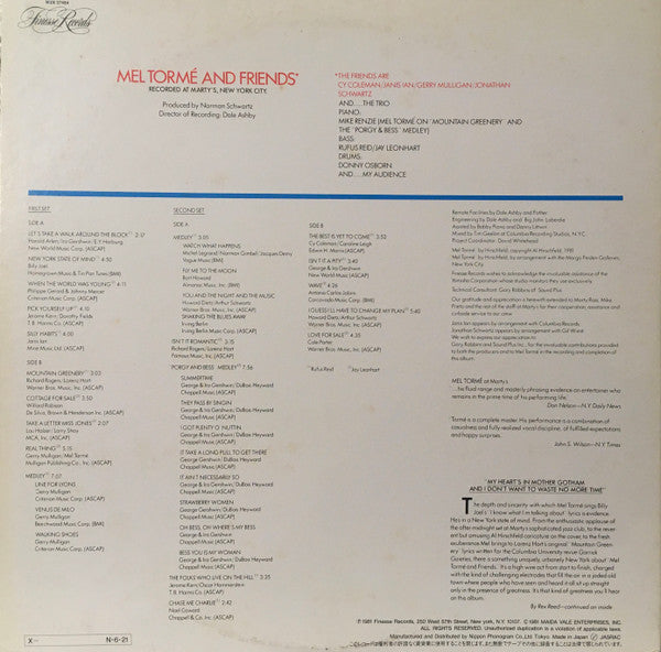 Mel Tormé - Mel Tormé And Friends (2xVinyl, LP, Album, Stereo) Very Good Plus (VG+) / Very Good Plus (VG+)