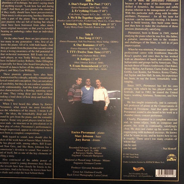 Enrico Pieranunzi - Deep Down (Vinyl, CD, LP, Reissue, Stereo, Album, Reissue, Stereo) Very Good Plus (VG+) / Very Good Plus (VG+)