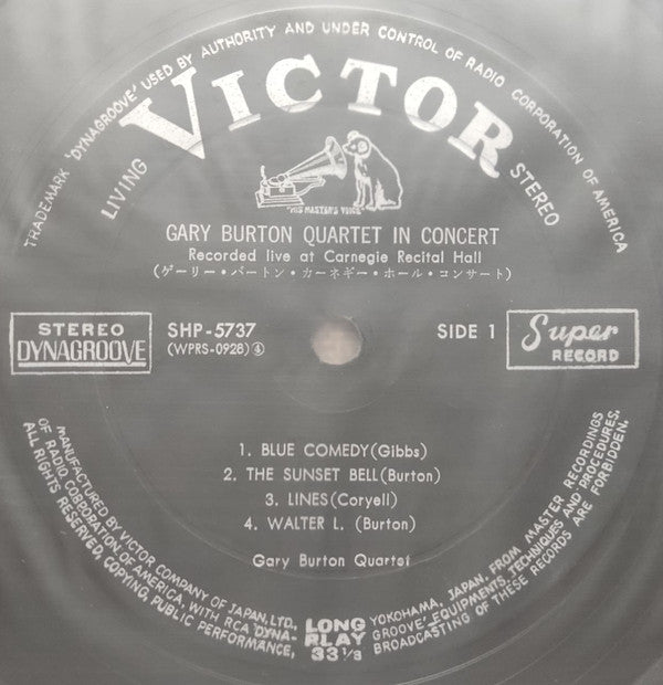 Gary Burton Quartet - In Concert (Vinyl, LP, Album, Stereo) Very Good Plus (VG+) / Very Good Plus (VG+)