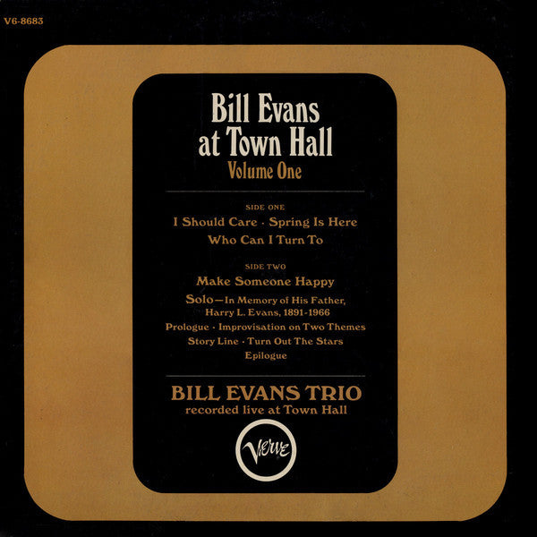 The Bill Evans Trio - Bill Evans At Town Hall (Volume One) (Vinyl, LP, Album, Stereo) Very Good (VG) / Very Good (VG)
