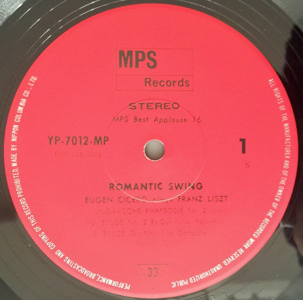 Eugen Cicero - Romantic Swing - Eugen Cicero Plays Franz Liszt (Vinyl, LP, Stereo) Very Good (VG) / Very Good (VG)