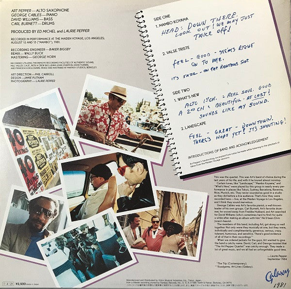 Art Pepper Quartet - The Maiden Voyage Sessions, Vol. 3 (Vinyl, LP, Album) Very Good (VG) / Very Good Plus (VG+)