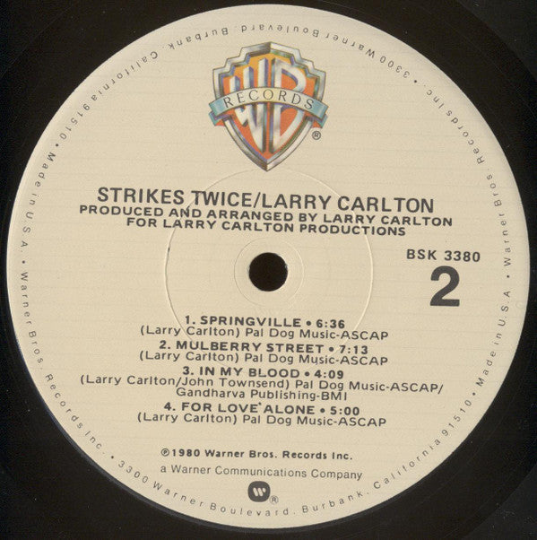 Larry Carlton - Strikes Twice (Vinyl, LP, Album, Misprint) Very Good Plus (VG+) / Very Good Plus (VG+)